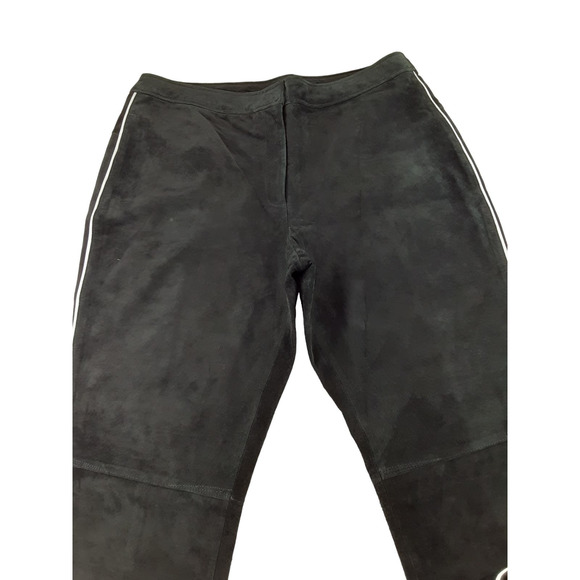 Vintage Willi Smith Womens Black Suede Leather High Waist Bootcut Pants 70s 12 - Picture 2 of 6